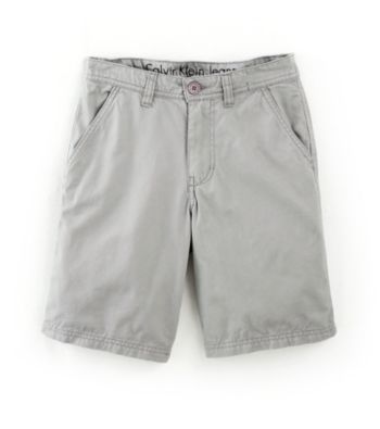 Calvin Klein Boys' 8-20 Grey Twill Shorts