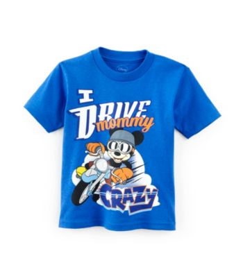 Disney® Boys' 2T-4T Blue Short Sleeve Mickey Drive Mom Crazy Tee