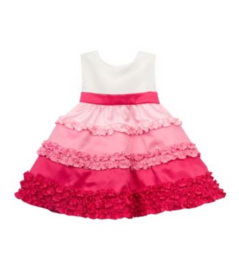 Rare Editions® Baby Girls' Ivory/Pink Ruffle Satin Party Dress