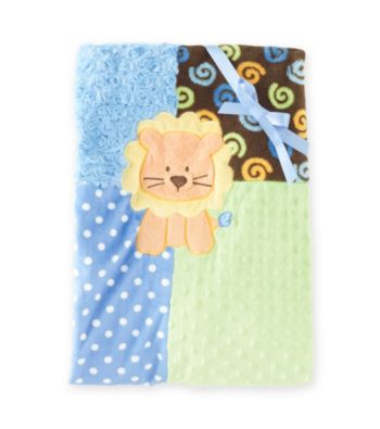 Cuddle Bear® Baby Boys' Blue Lion Patchwork Blanket