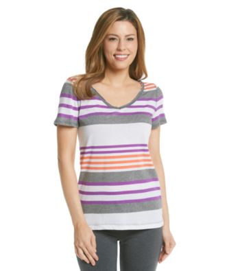 Calvin Klein Performance Multi Stripe V-Neck Tee