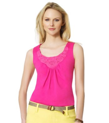 Jones New York Sport® Crochet Neckline Tank