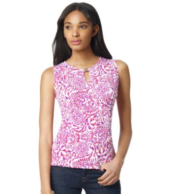 Jones New York Signature® Printed Faux Wrap Tank with Hardware