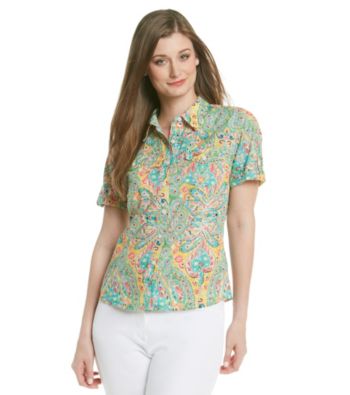 Jones New York Sport® Multi Floral Printed Short Sleeve Shirt