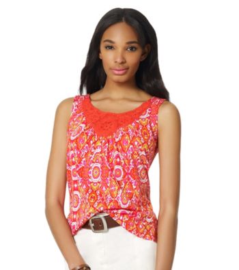 Jones New York Sport® Abstract Print Tank with Crochet Detail