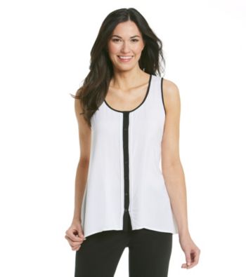 Spense® Contrast Trim Button Down Tank