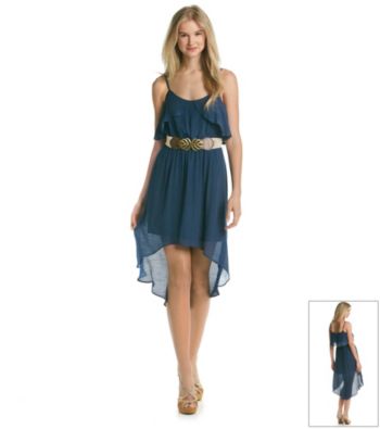 A. Byer Juniors' Spaghetti Strap High-Low Gauze Dress