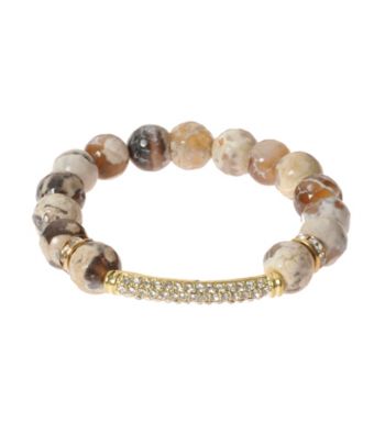 L&J Accessories Natural Brown Fire Agate Stretch Bracelet