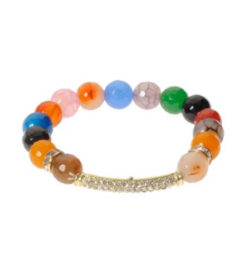 L&J Accessories Multi Color Fire Agate Stretch Bracelet