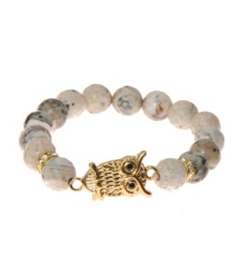 L&J Accessories Natural Cream Fire Agate Stretch Bracelet