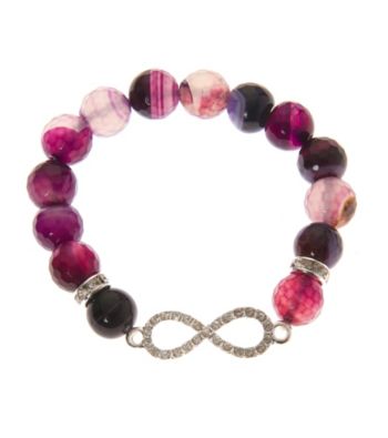 L&J Accessories Purple Fire Agate Bead Infinity Stretch Bracelet