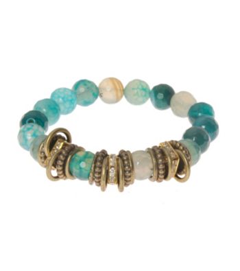 L&J Accessories Green Fire Agate Spacer Stretch Bracelet