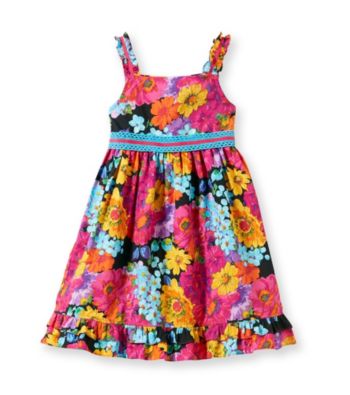 Sweet Heart Rose® Girls' 2T-6X Black/Yellow Floral Woven Dress