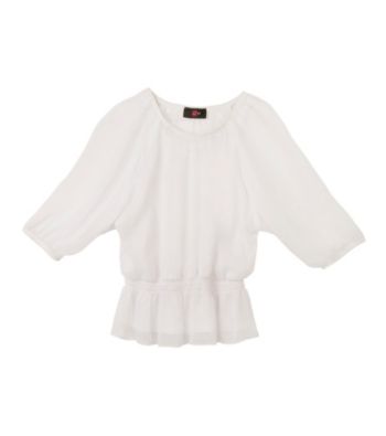 Amy Byer Girls' 7-16 White Peasant Top with Necklace