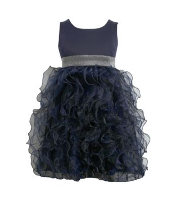 Bonnie Jean® Girls' 7-16 Navy Organza Ruffle Dress