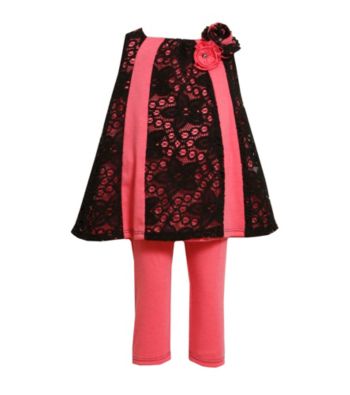 Bonnie Jean® Girls' 2T-4T Black/Pink Lace Leggings Set