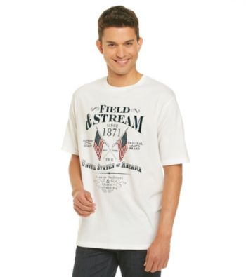 Field & Stream® Men's White Short Sleeve Crossed Flags Graphic Tee