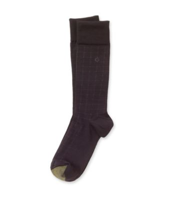GOLD TOE® Men's Black Micro Plaid Crew Dress Socks