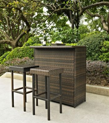 Crosley Furniture Brown Palm Harbor 3-pc. Outdoor Wicker Bar Set