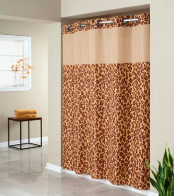 UPC 877003009459 product image for Hookless Leopard Print Mystery Shower Curtain and PEVA Liner | upcitemdb.com