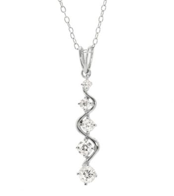 Athra Small Journey Cubic Zirconia Pendant with Sterling Silver Cable Chain