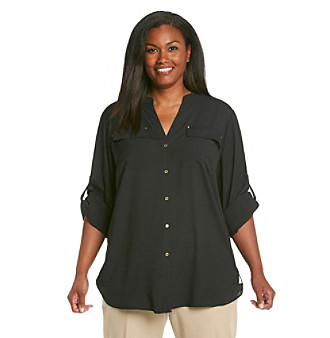 UPC 887345637791 product image for Calvin Klein Plus Size Buttondown Shirt | upcitemdb.com