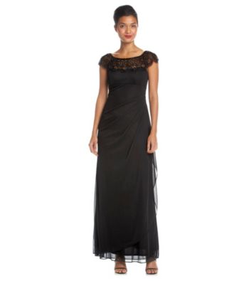 Xscape Beaded Top Long Cocktail Dress