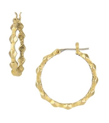 UPC 024576994464 product image for Sam Edelman Antique Worn Goldtone Small Faceted Hoop Earrings | upcitemdb.com
