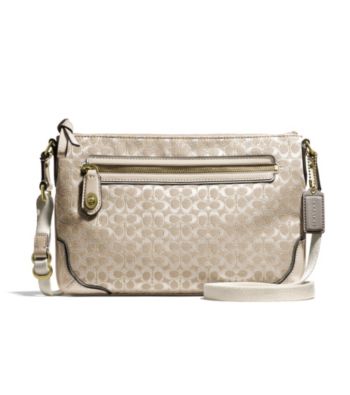 COACH POPPY EAST/WEST SWINGPACK IN SIGNATURE C METALLIC OUTLINE FABRIC