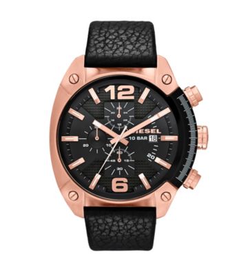 Diesel Rose Goldtone Overflow Watch with Black Dial and 