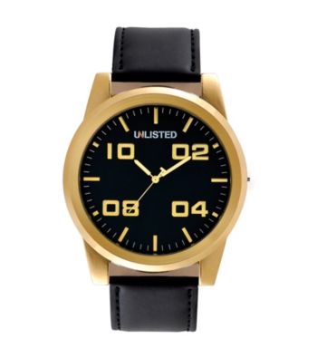 UPC 020571105089 product image for Unlisted By Kenneth Cole® Men's Round Goldtone Case & Accents with Black Dia | upcitemdb.com