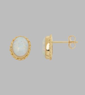 UPC 027657594621 product image for 14K Yellow Gold 8x6mm Oval Created Opal Earrings | upcitemdb.com
