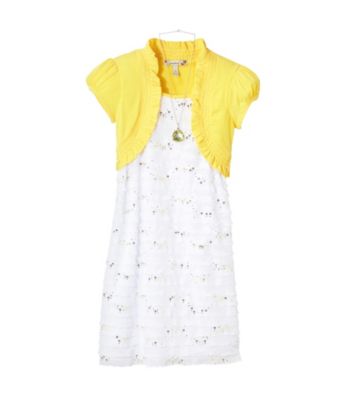 SpeechlessÂ® Girls' 7-16 Yellow Eyelash Dress with Shrug