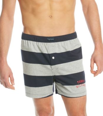 UPC 088541010467 product image for Tommy Hilfiger Men's Grey Striped Logo Knit Boxers Men's | upcitemdb.com
