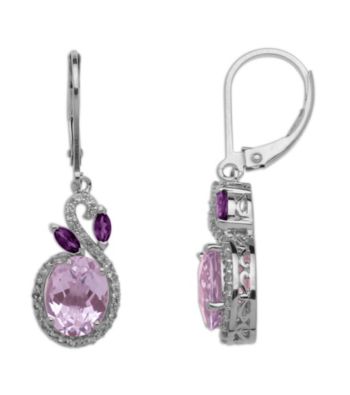 Amethyst & White Topaz Earrings in Sterling Silver