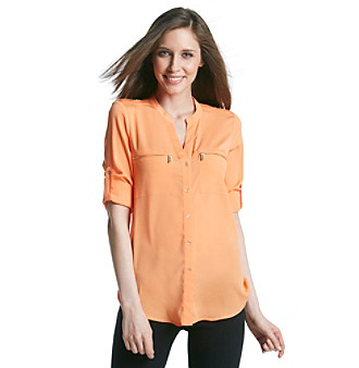 UPC 700289376277 product image for Calvin Klein Roll Sleeve Blouse | upcitemdb.com