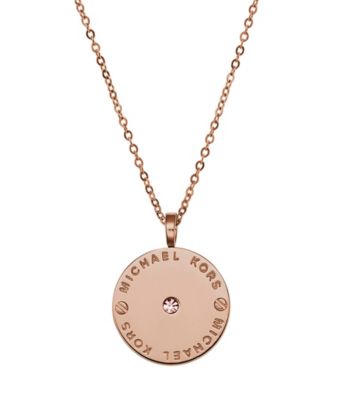 Michael Kors&reg; Rose Goldtone Logo Plate Disc Pendant 