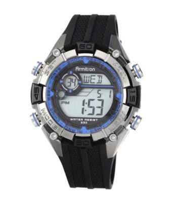 UPC 086702532483 product image for Armitron Men's Blue and Silvertone Accented Black Resin Strap Digital Chronograp | upcitemdb.com