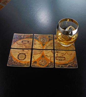 UPC 031333022254 product image for Wine Enthusiast Set of Six Antique Map Leather Coasters | upcitemdb.com