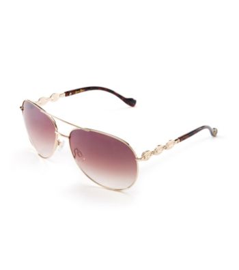 Jessica Simpson Gold Chain Link Aviator Sunglasses