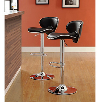 Home Interior Set of 2 Brannan Black Swivel Adjustable Barstool