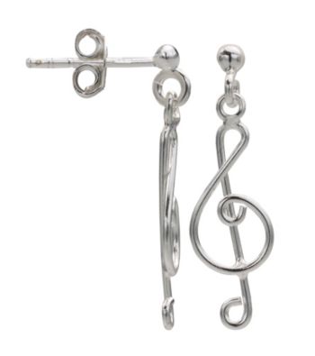 UPC 722089471792 product image for Sterling Silver Treble Clef Music Drop Earrings | upcitemdb.com