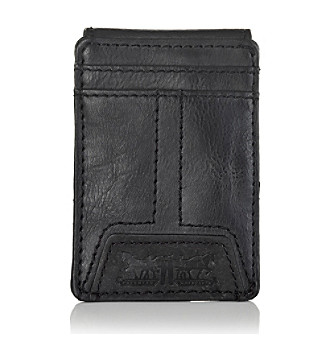Levi's&reg; Men's Black Front Pocket Leather Wallet