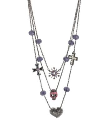 UPC 885043946238 product image for Betsey Johnson Purple Skull & Heart Illusion Necklace | upcitemdb.com