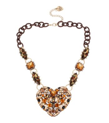 UPC 885043946450 product image for Betsey Johnson Leopard Stone Heart Pendant Necklace | upcitemdb.com
