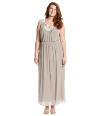 AGBÂ® Plus Size Crochet Trim Gauze Maxi Dress