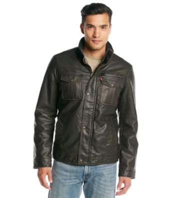 levis mens leather trucker jacket