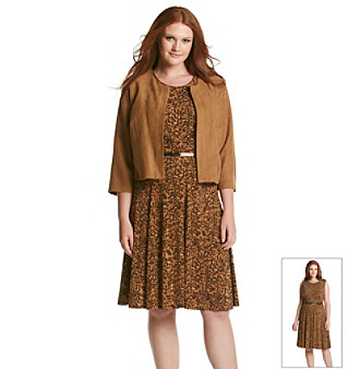 UPC 689886718119 product image for Jessica Howard Plus Size Faux Suede Jacket Print Dress Women's | upcitemdb.com