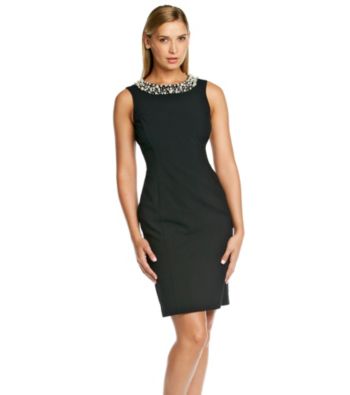 calvin klein black dress with pearls