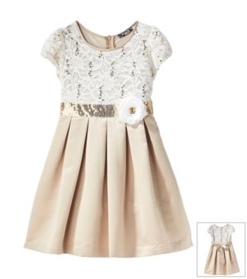 My Michelle Girls' 7-16 Short Sleeve Puff Sleeve Dress With Satin